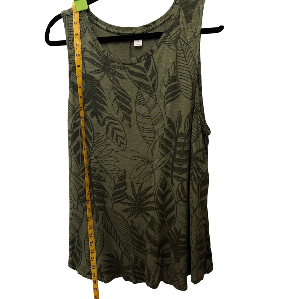 Old Navy Olive Green Leaf Print Tank Top - Picture 7 of 8